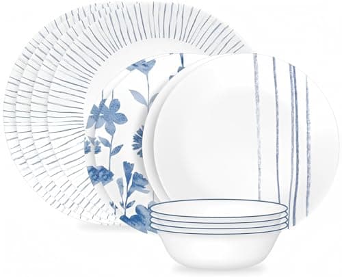 Corelle Botanical Stripes 12-piece Dinnerware Set