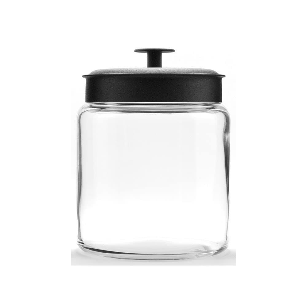 Anchor Hocking Montana Glass Jars Black 64oz Set of 2