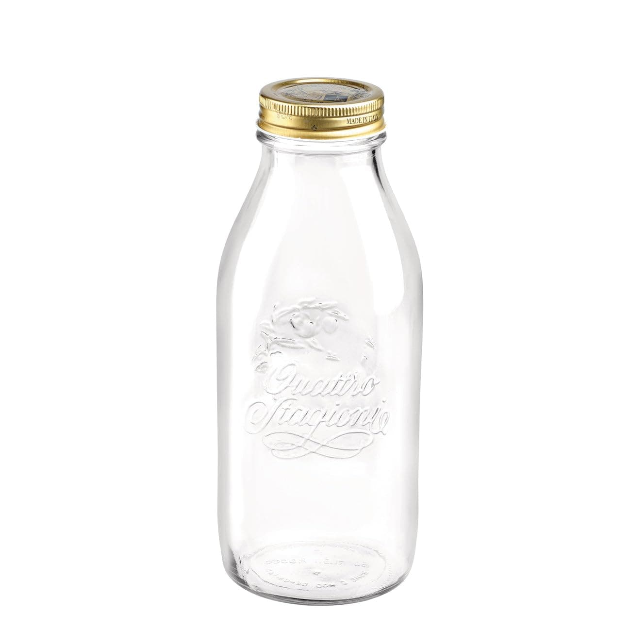 Bormioli Rocco Quattro Stagioni Glass Milk Bottle with Lid, 33.75 Oz