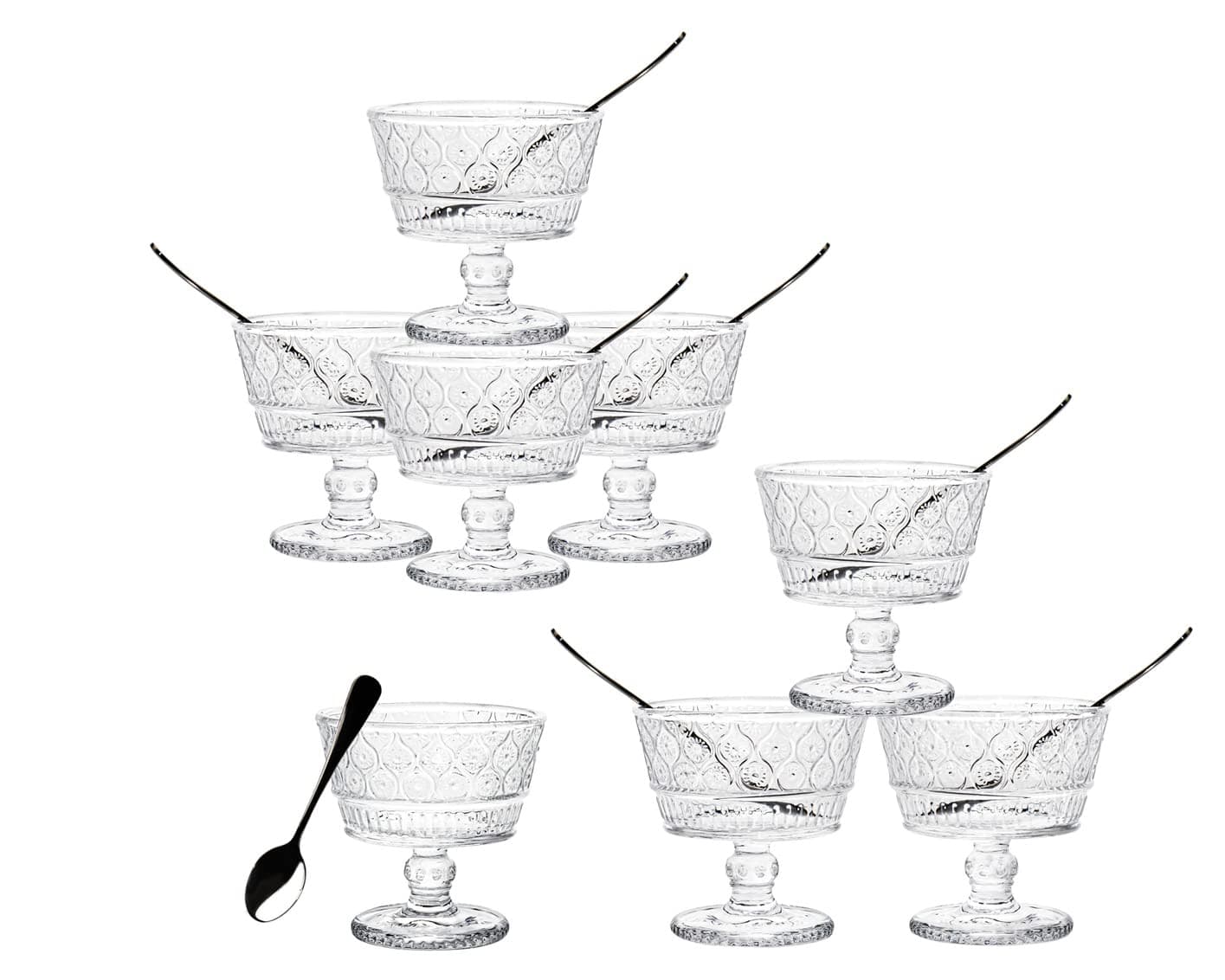 Godinger Mini Trifle Tasters with Spoons Claro Set of 8