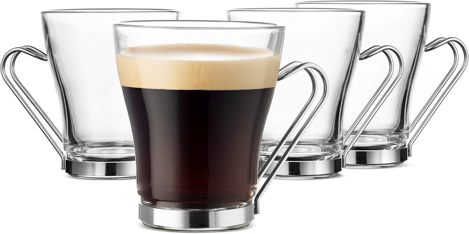 Bormioli Rocco Oslo 7.5 oz Cappuccino Tempered Glass Cup, Set of 4