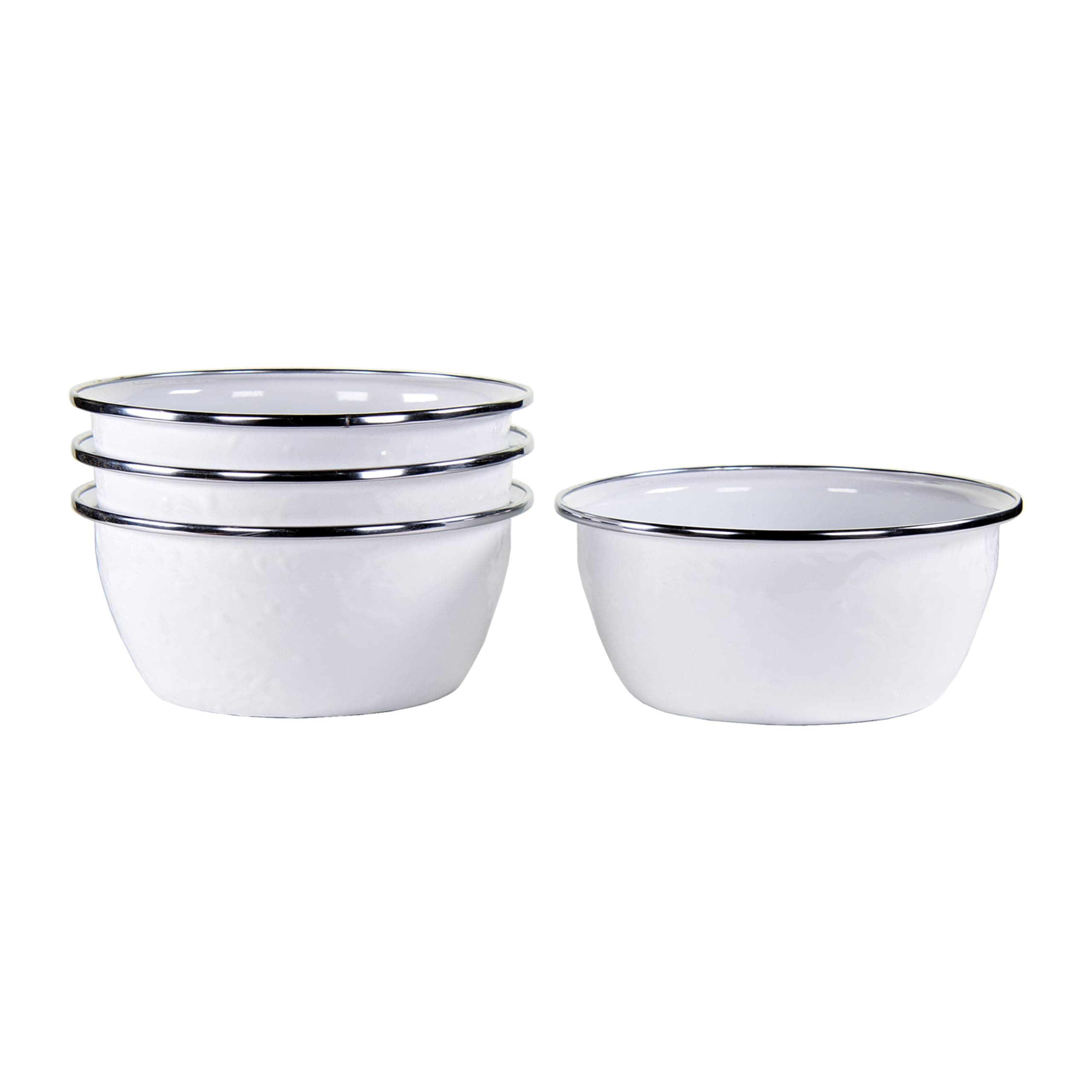 Golden Rabbit Enamelware Salad Bowls, White, Set of 4