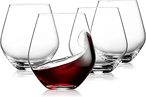 Godinger Stemless Red Wine Glasses Set of 4 17oz