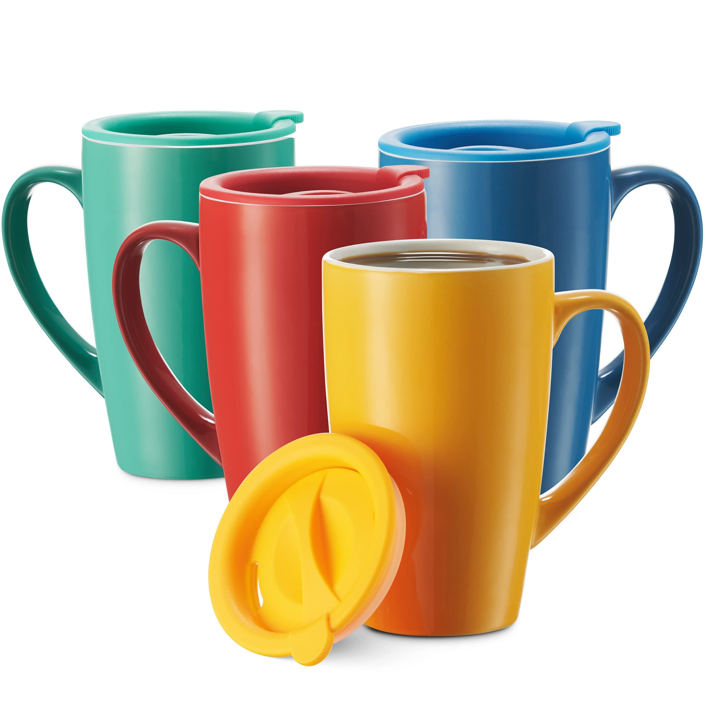 Godinger Insulated Mug Set with Lids 16oz Set of 4