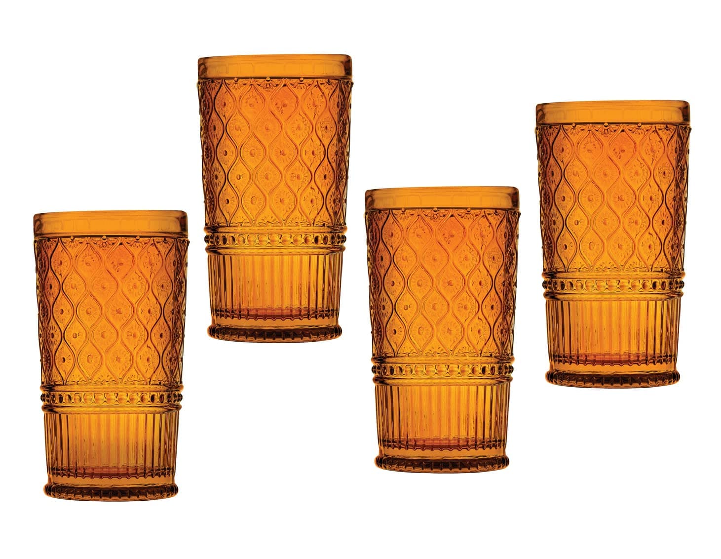 Godinger Claro Highball Glasses Amber Set of 4 17oz