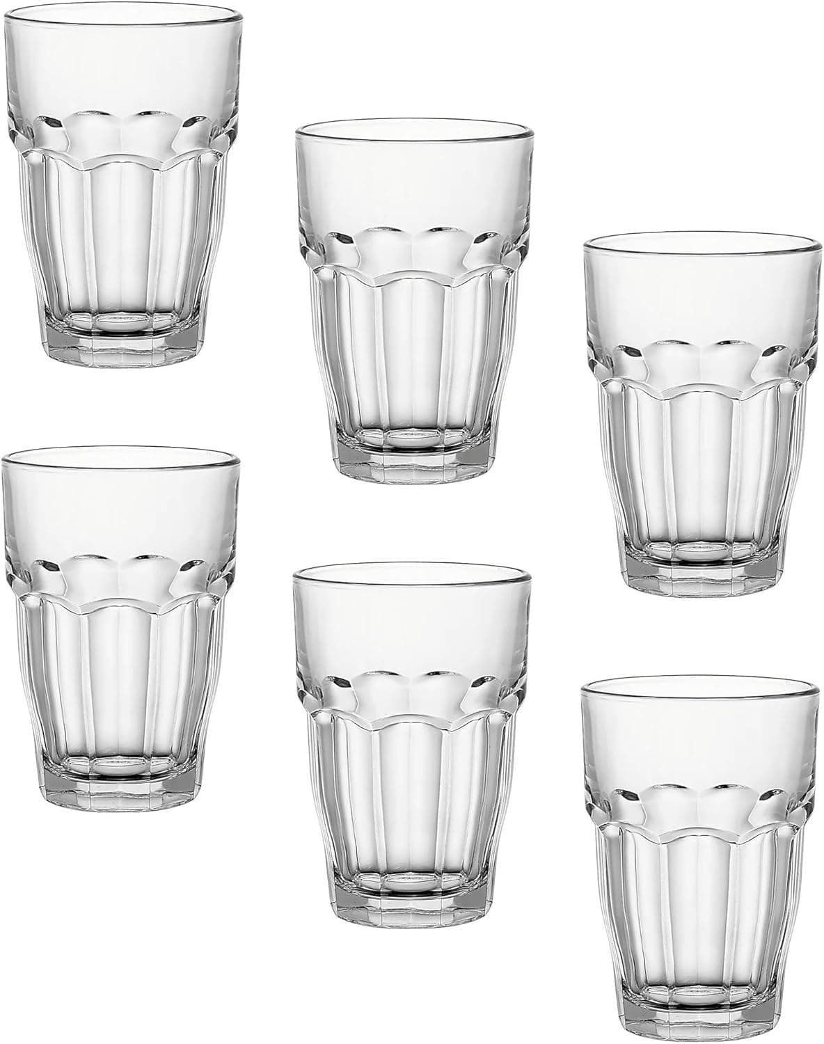Bormioli Rocco Rock Bar 12.5 oz Long Drink Stackable Glasses, Set of 6