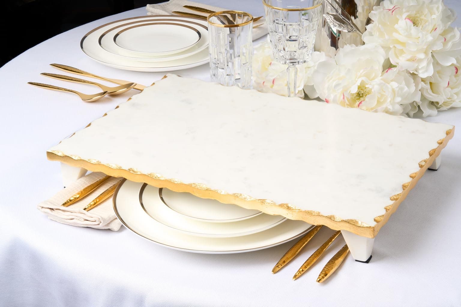 Godinger Marble Challah Board White 18x12