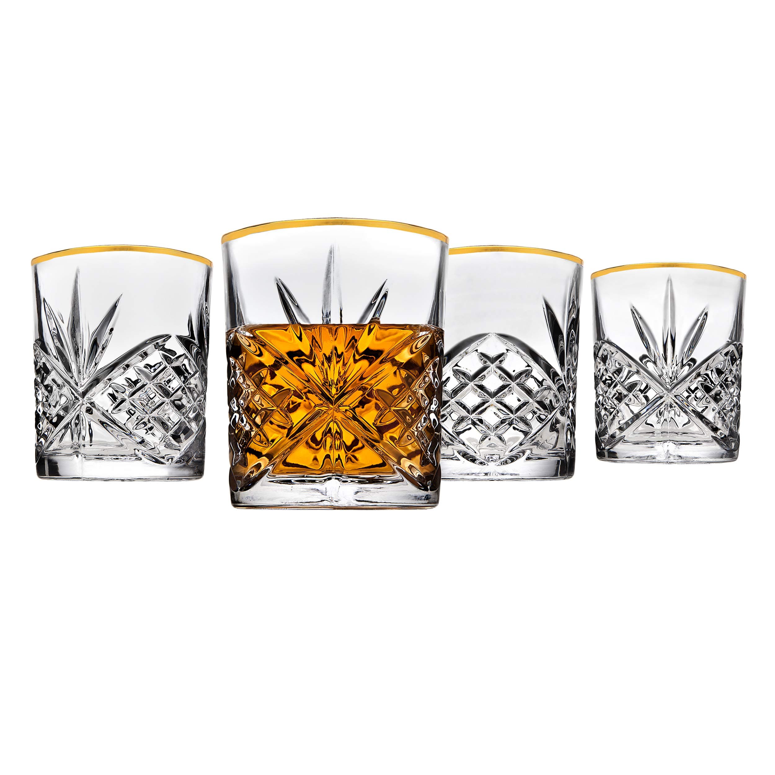 Godinger Dublin DOF Glasses Gold Banded Set of 4