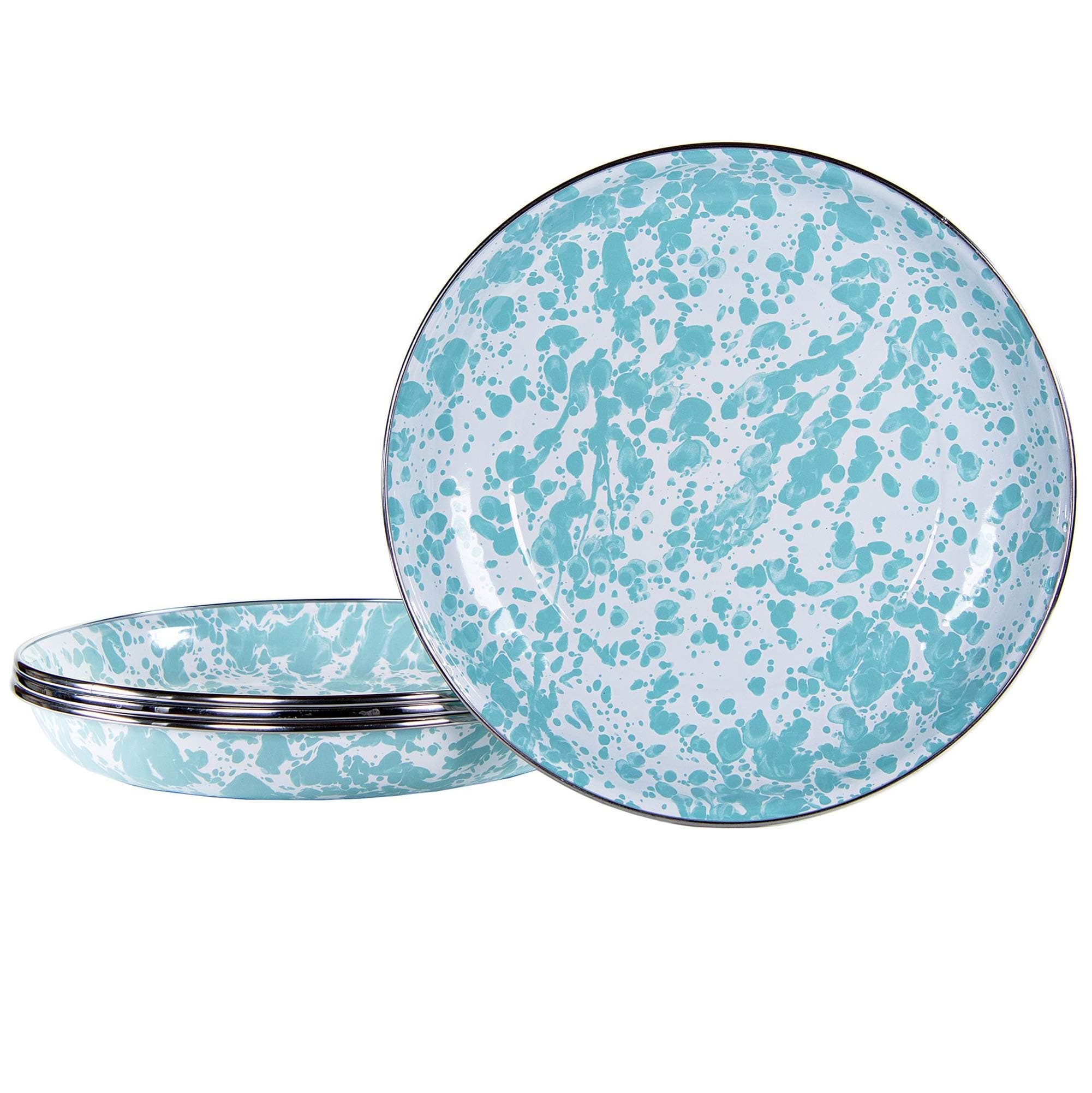 Golden Rabbit Enamelware Pasta Plates Sea Glass Set of 4