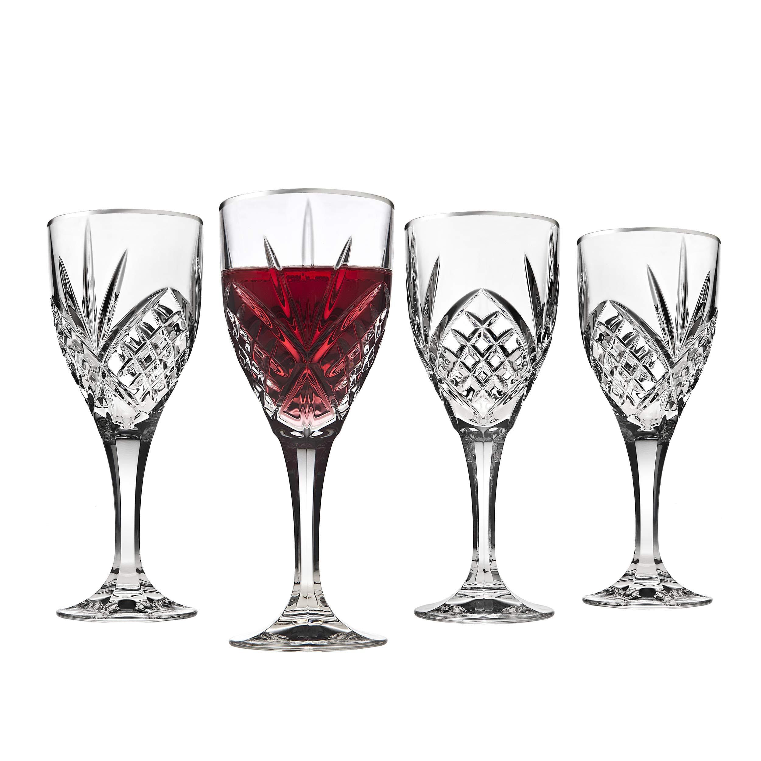 Godinger Dublin Wine Glasses Platinum Rim Set of 4