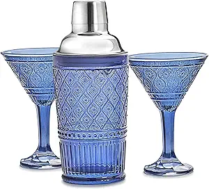 Godinger Cocktail Shaker Martini Set Claro Blue