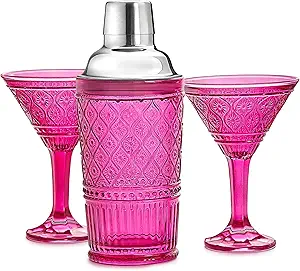 Godinger Cocktail Shaker Martini Set Claro Pink