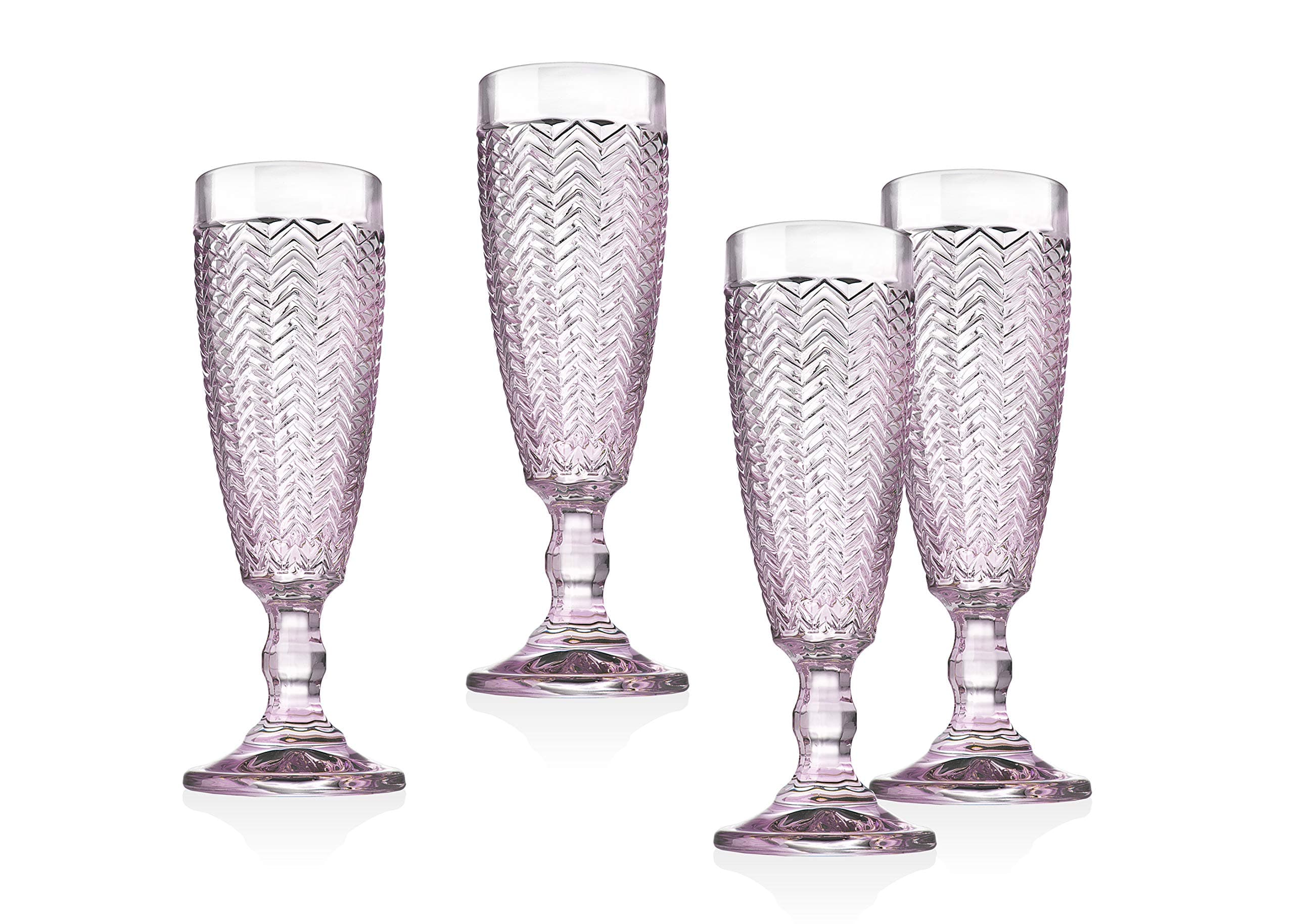 Godinger Champagne Flutes Rose Pink Set of 4