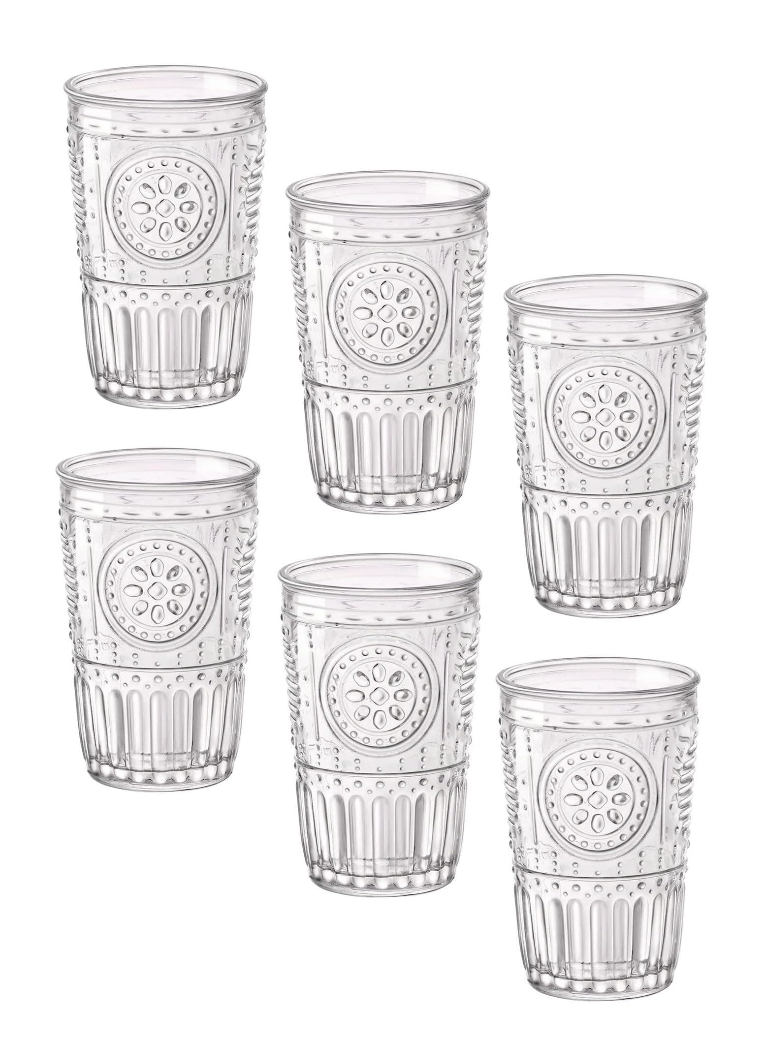 Bormioli Rocco Romantic Tumbler Glasses, 11.5 Oz, Set of 6