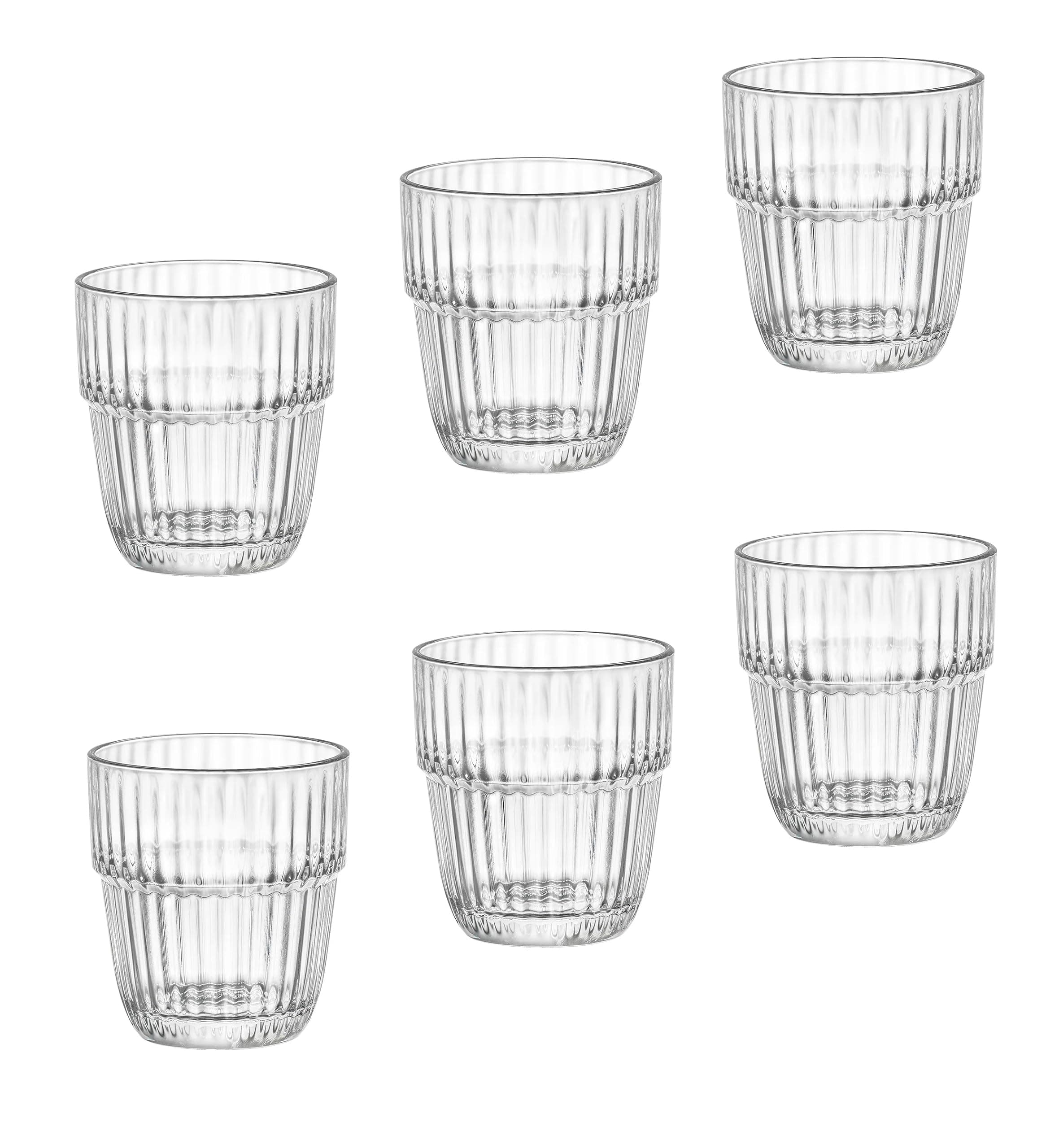 Bormioli Rocco Barshine Stackable Rocks Glasses Set of 6, Clear