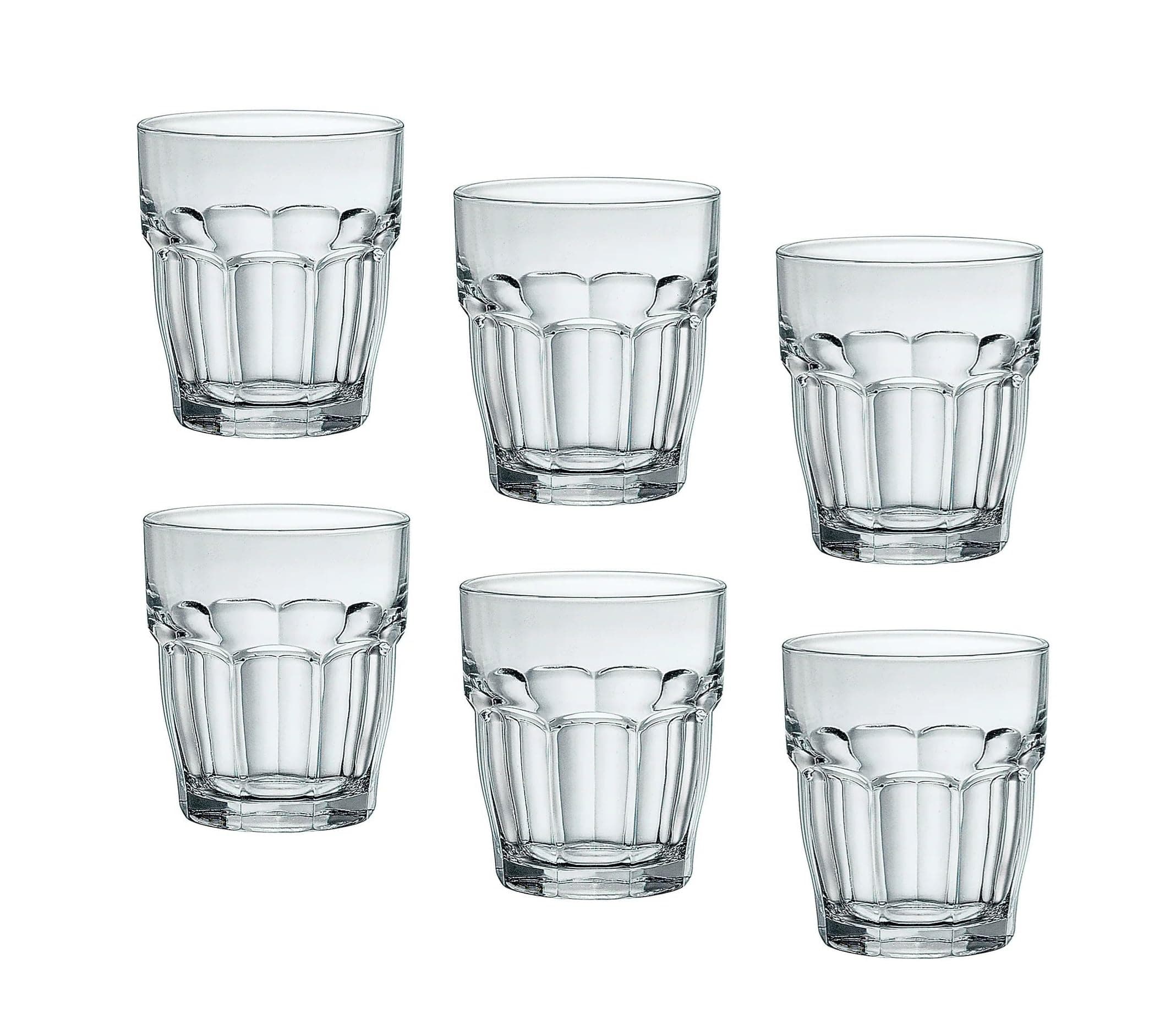 Bormioli Rocco Rock Bar Stackable Double Old Fashioned Glasses, 13.25 Ounce, Set of 6