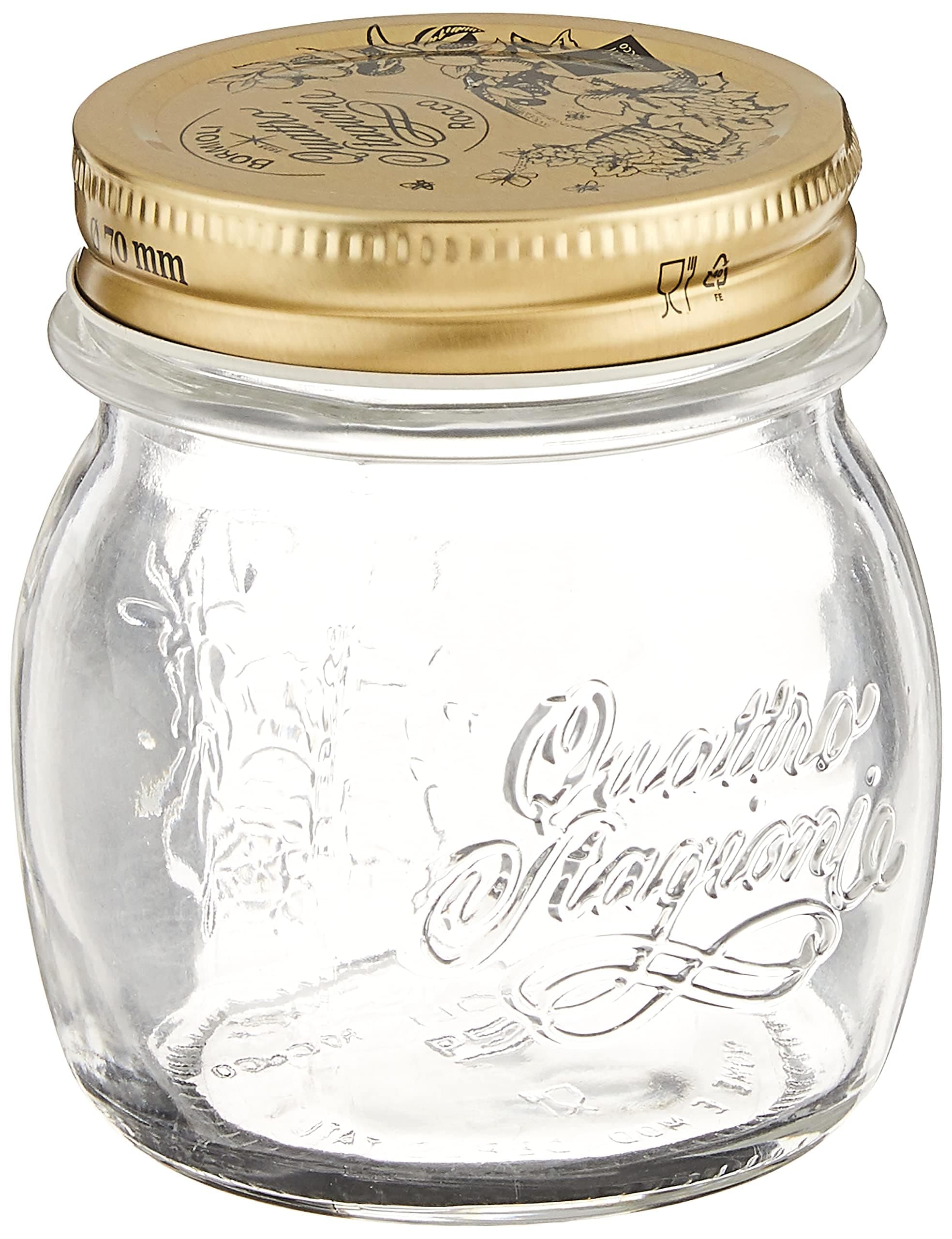 Bormioli Rocco Quattro Stagioni Small Glass Mason Jars, 8.5 oz, 12-Pack