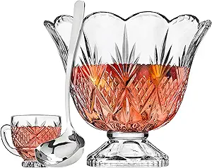 Godinger Dublin Crystal Punch Bowl Set, 10-Piece